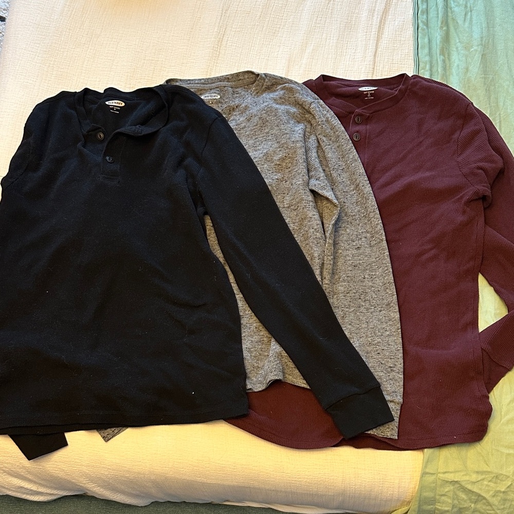 Bundle of 3 Old Navy Soft-Washed Henleys